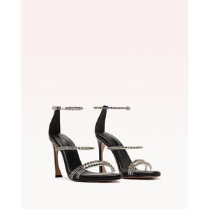 Alexandre Birman Dolores 100 Black & Sparkling Straps Sandal